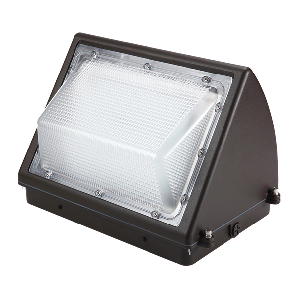 55W LED Wall Pack Light - Semi Cutoff - Glass - PC - Forward Throw - Photocell Include