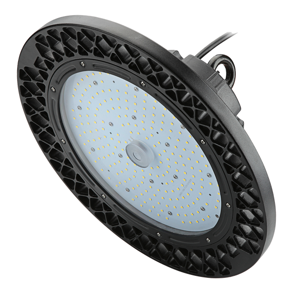 150W LED UFO High Bay Light - 21,000 Lumens - Hook Mount - Tempered Glass